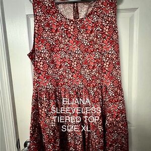 LuLaRoe Red and White Sleeveless Tiered Top